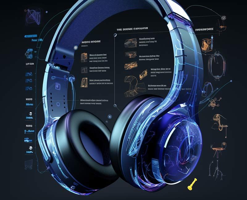 Headphones in a product visualisation by the ZIBADIS studio