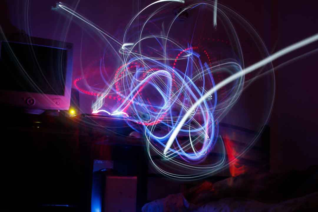 Light painting in a dark room